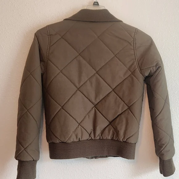 🔥Old Navy Army Green Cropped Puffer Bomber Winter Jacket Size S - Picture 2 of 4